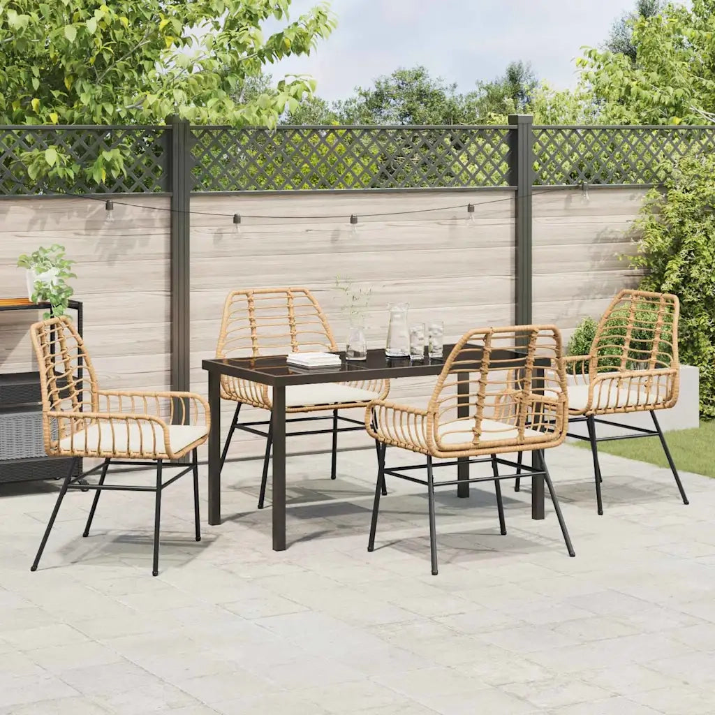 Set da Pranzo per Giardino 5 pcs Marrone polyrattan