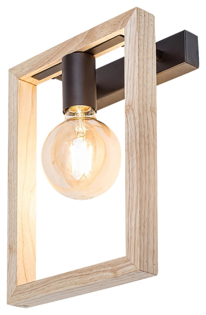 Applique moderna 1 luce E27 nera legno Indigo Rabalux