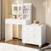 TOELETTA con specchio LED, 80x39,8x127 cm, bianca, con 5 cassetti
