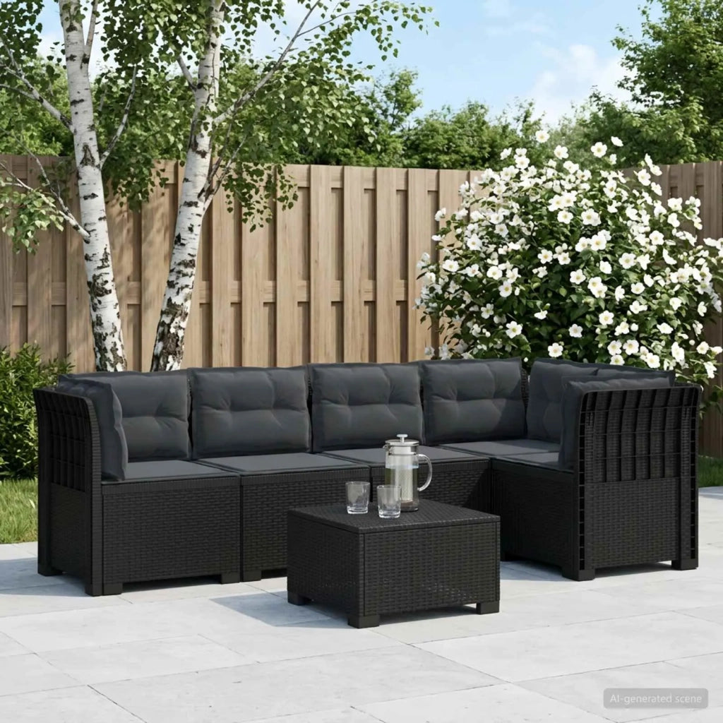 Divano da Giardino 5 Posti con Cuscini Stile Rattan PP 3444051