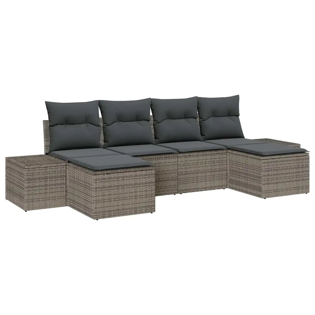 Set Divano da Giardino con cuscino 4 pcs Grigio polyrattan 3355838