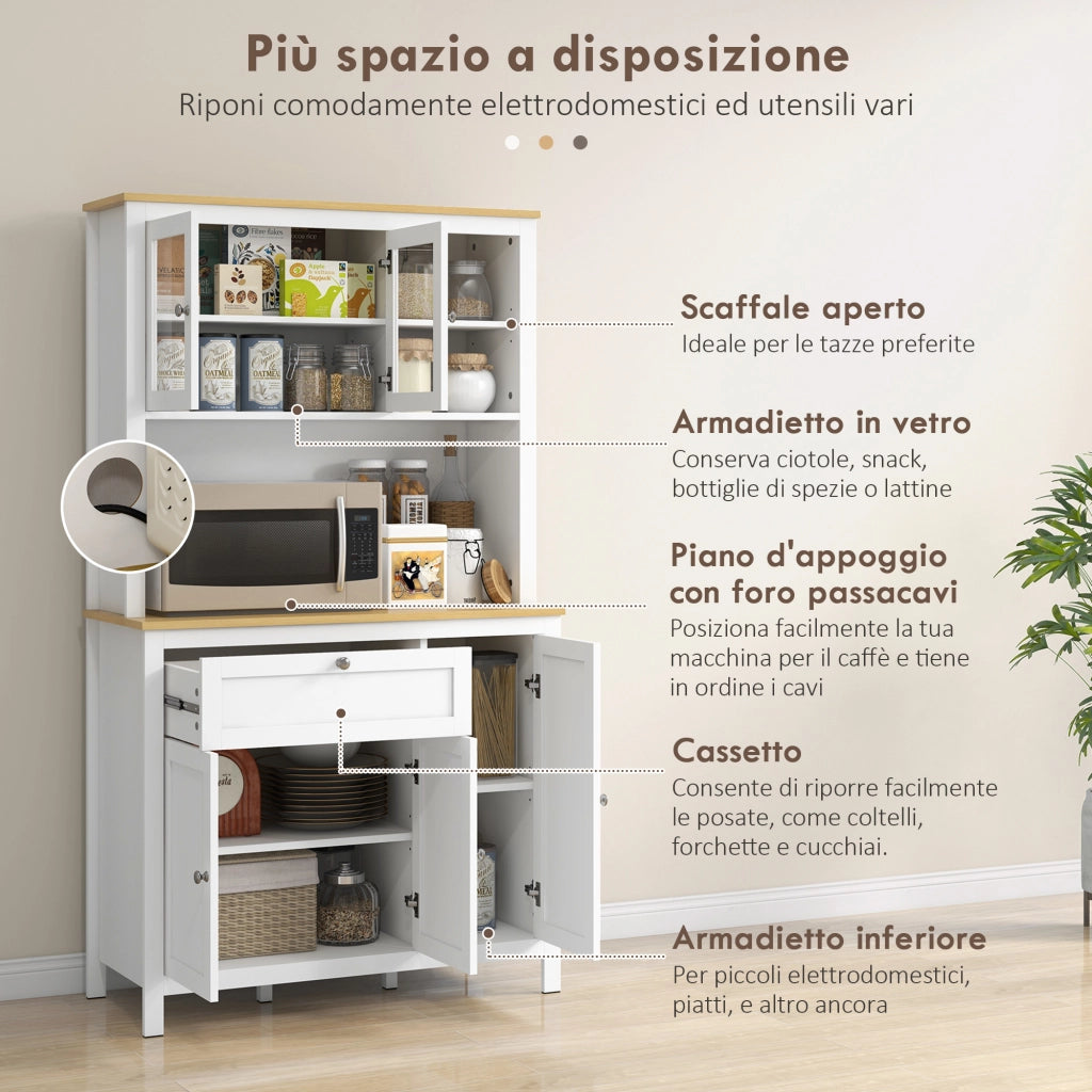 Armadio da Cucina con Cassetti e Ripiani ¨C zephmum ¨C Bianco 100x40x180 cm