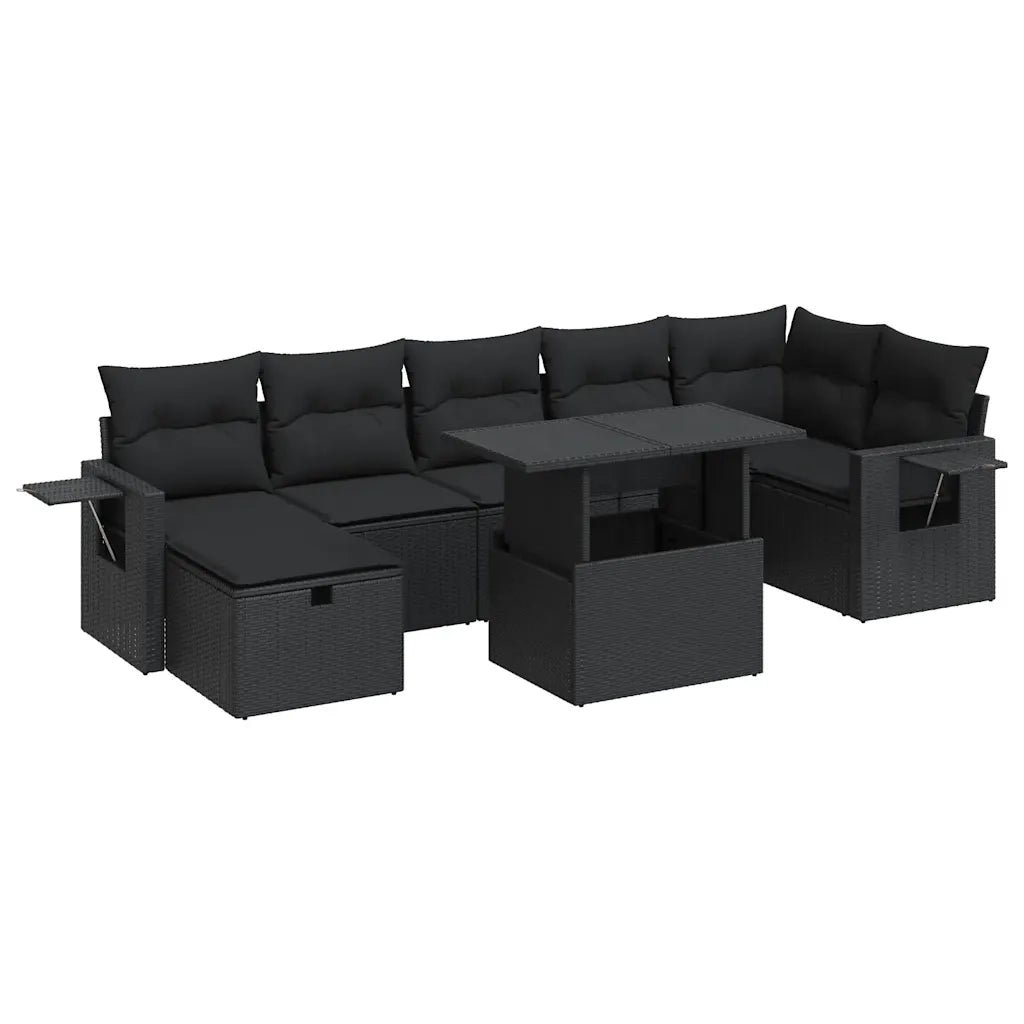 Set Divani da Giardino con Cuscini 8 pz Nero in Polyrattan 3327865