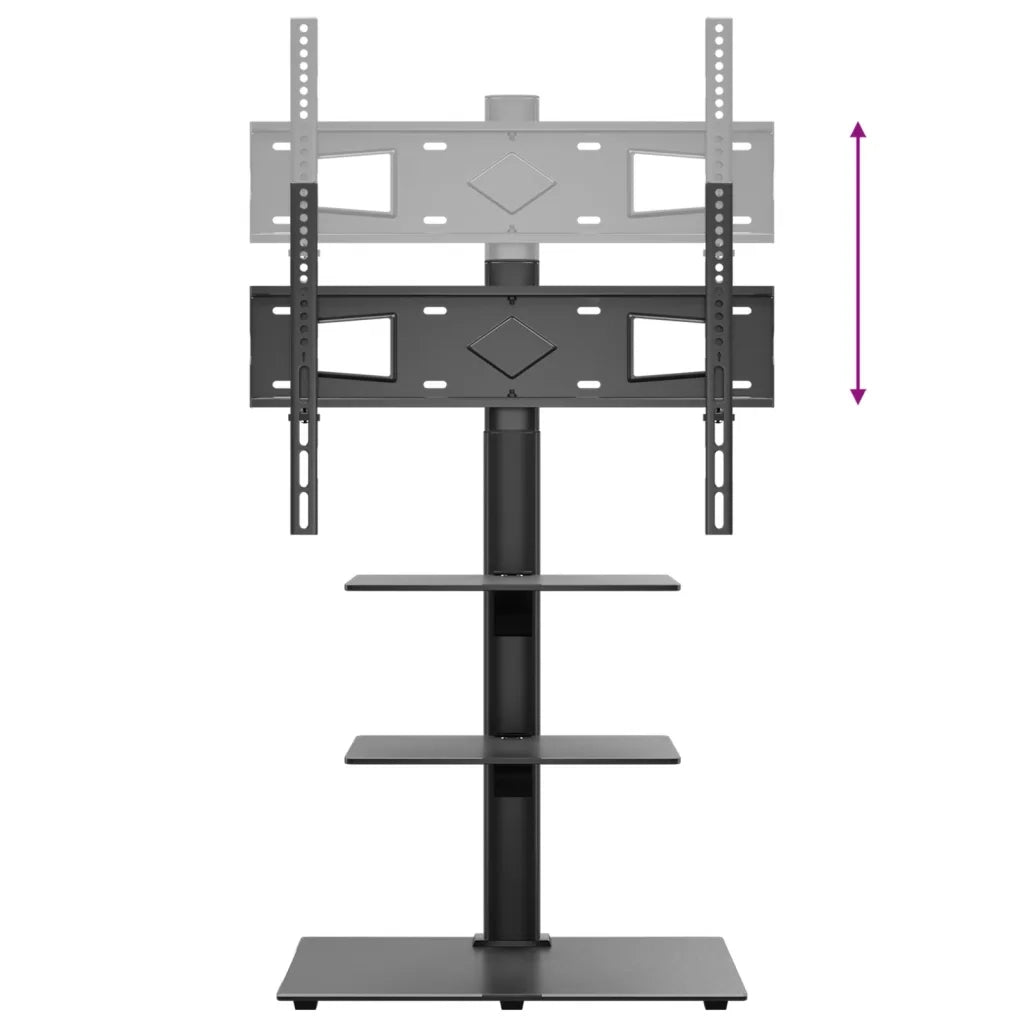 Mobile angolare girevole per TV 66 x 38 x 128,5 cm 3 ripiani salvaspazio elegante in metallo nero 02_0047638