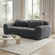 Divano Modulare 2 Posti con Design Senza Struttura, Cuscini e Base Antiscivolo, in Peluche Grigio