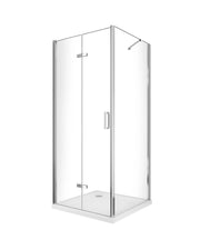 Box doccia apertura a libro soffietto pieghevole con parete fissa laterale h 190 cromo trasparente Fisso 87,5-90 - Porta 87,5-90