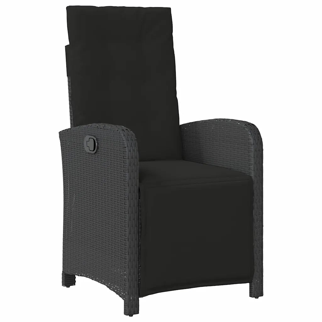 Set da Pranzo per Giardino con cuscino 7 pcs Nero polyrattan