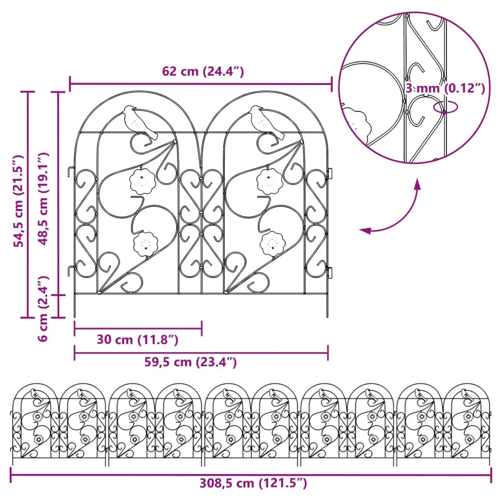 Recinzione per Giardino 5 pcs Nero Acciaio 42021370