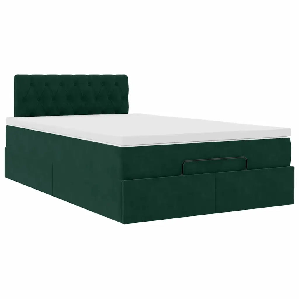 Pouf Letto con Materasso e LED Verde Scuro 120x190cm in Velluto 3312683