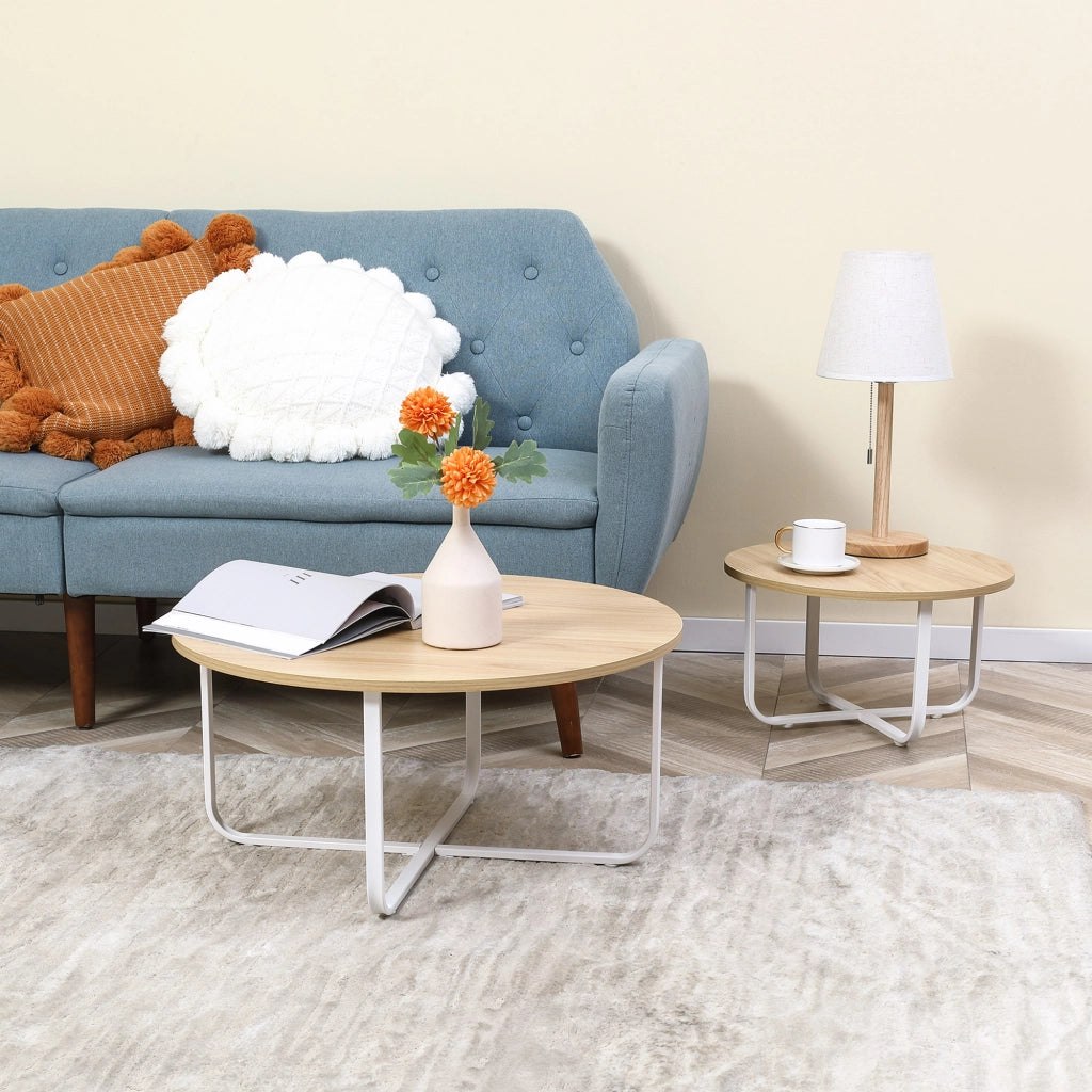 Tavolino da caff¨¨ ¨C Minimal ¨C Naturale e Bianco
