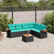 Set Divani da Giardino 7 pz con Cuscini Nero in Polyrattan 3226848