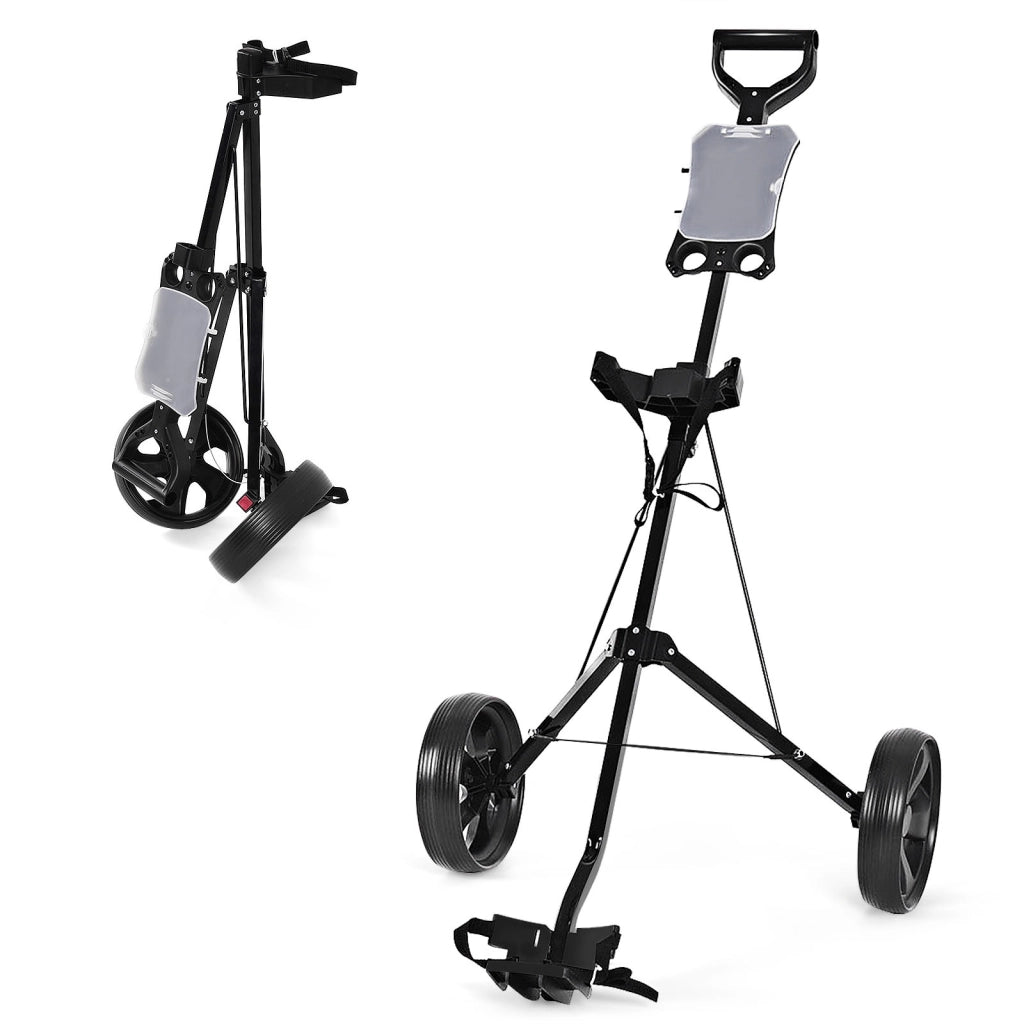 Carrello da golf con 2 ruote e tabellone segnapunti, Carrello da golf multifunzionale e comodo Nero