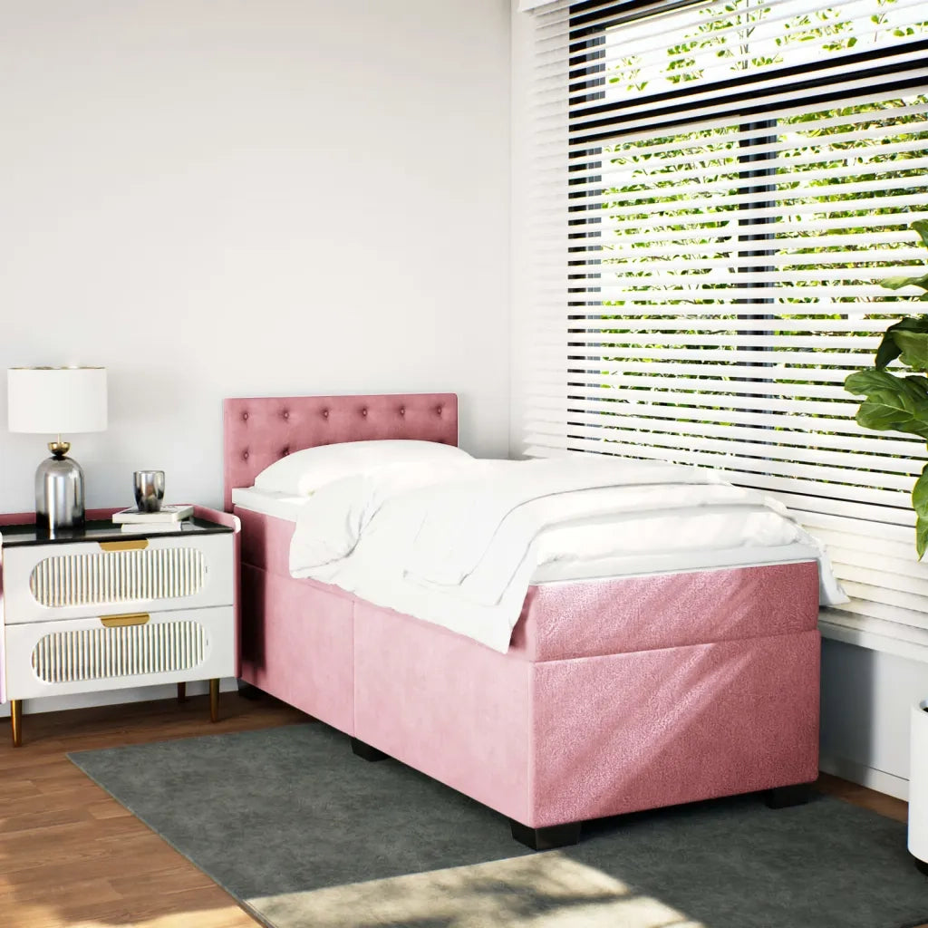 Giroletto a Molle con Materasso Rosa 90x200 cm in Velluto
