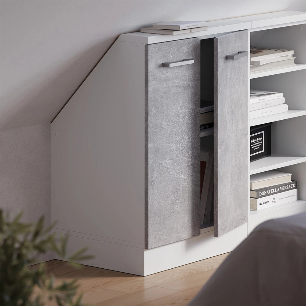 Mobile sottotetto Rion Calcestruzzo/Bianco con 2 porte Vicco