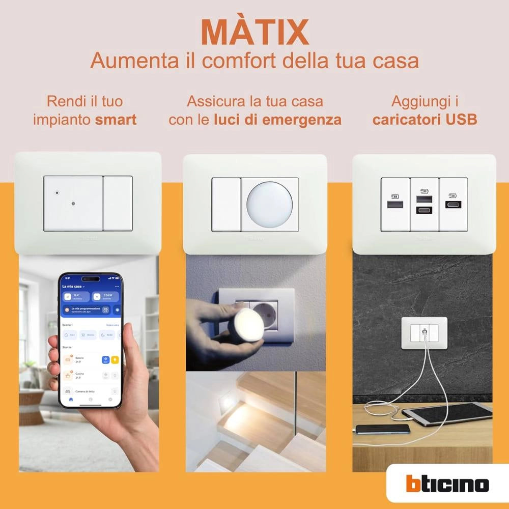 Presa usb 1 modulo bticino am4191a 15w 230v