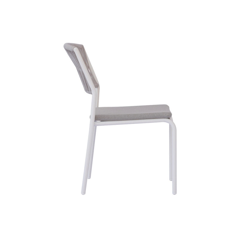 Sedia Modena Set B Alluminio Bianco E Corda Beige Moia