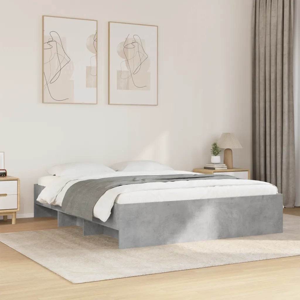 Letto matrimoniale | Letto per adulti | Giroletto senza Materasso Grigio Cemento 160x200cm Truciolato