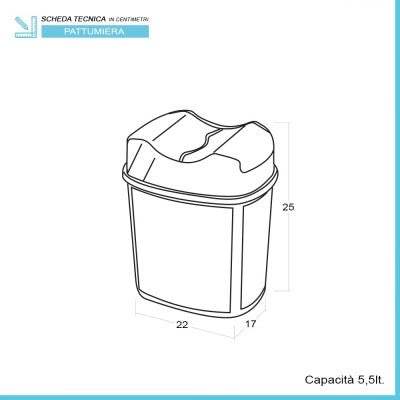 Cestino spazzatura in plastica bianca con doppio coperchio basculante 5 lt