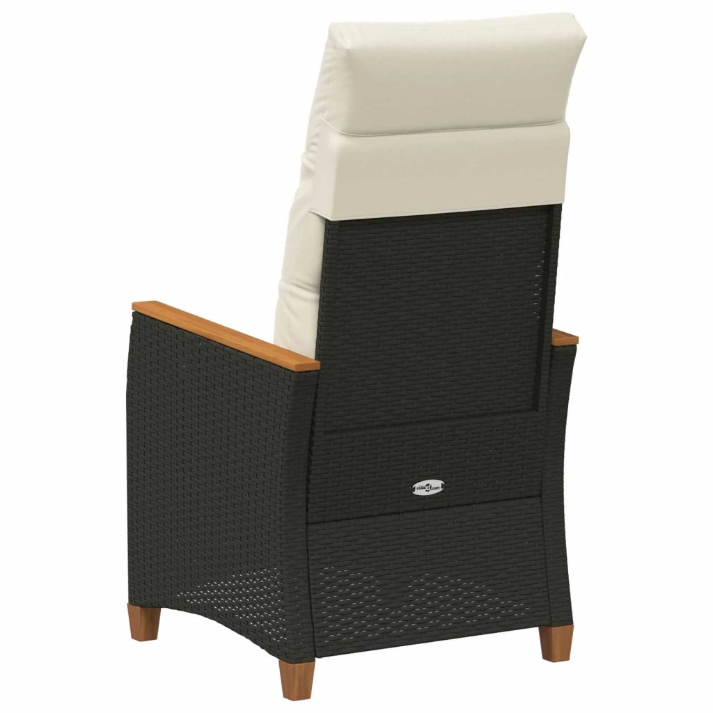 Sedia da giardino reclinabile Nero e Crema 64 x 57,5 x 112 cm 42026859