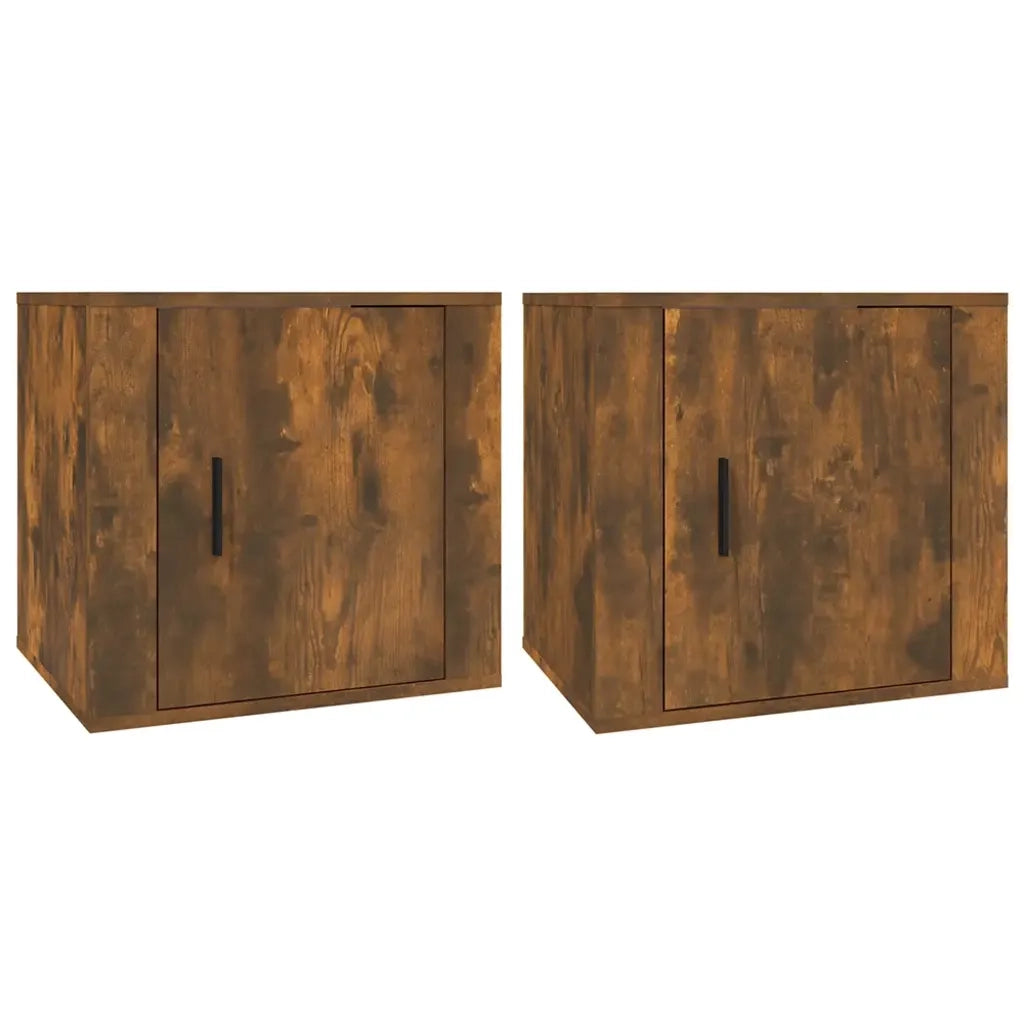 Set di 2 Comodini | Armadio da Notte | Mobiletto da notte Rovere Fumo 50x39x47 cm