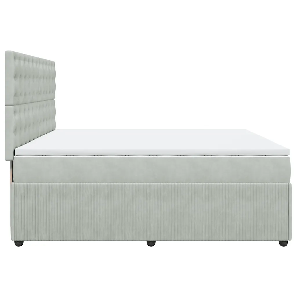 Giroletto a Molle con Materasso Grigio Chiaro 200x200cm Velluto