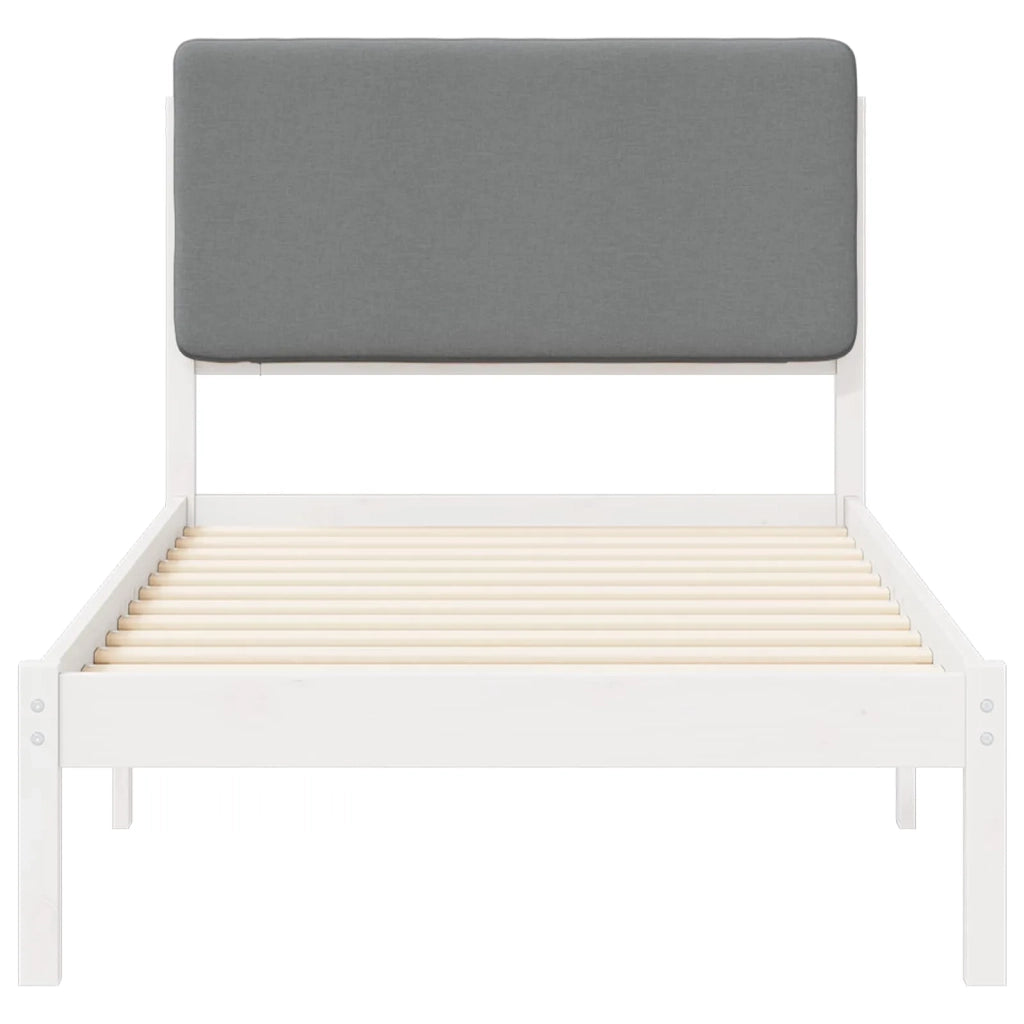 Letto con Testiera Rivestita Grigio chiaro 90 x 190 cm