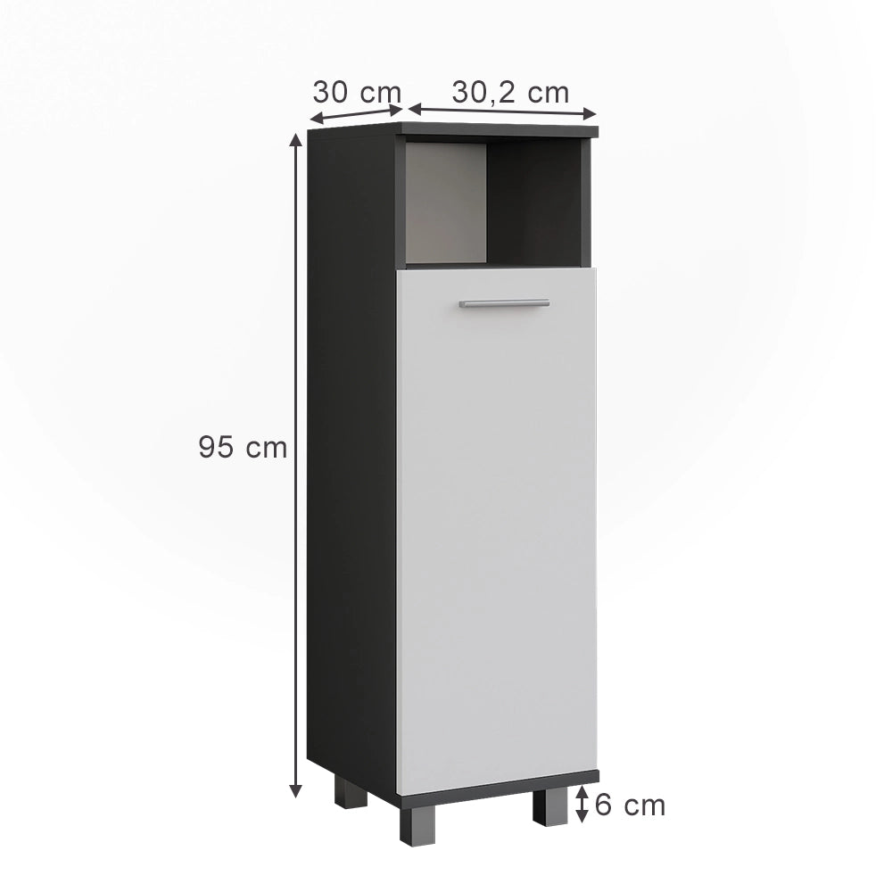 Vicco Mobiletto midi Antracite/bianco 30.2 x 95 cm con porta