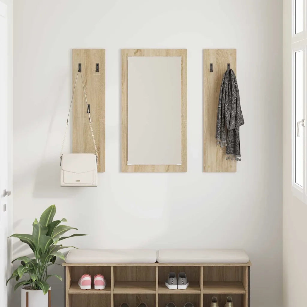 Appendiabiti a muro con specchio Rovere Sonoma 96 x 1,5 x 90 cm CFW6928317