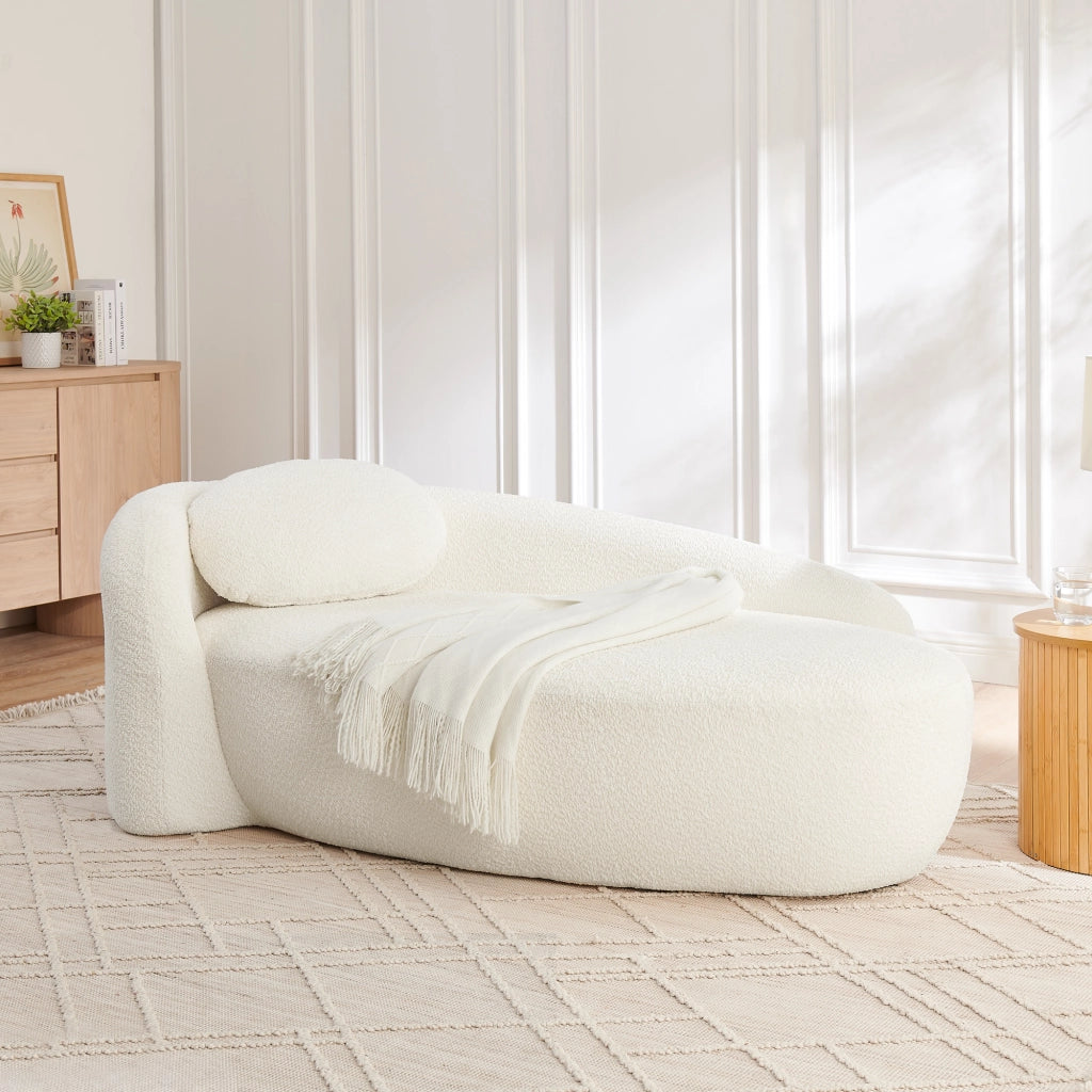 Divano dritto 1 posto con cuscino in schiuma, tessuto Teddy, Beige 102 × 33 × 32 cm