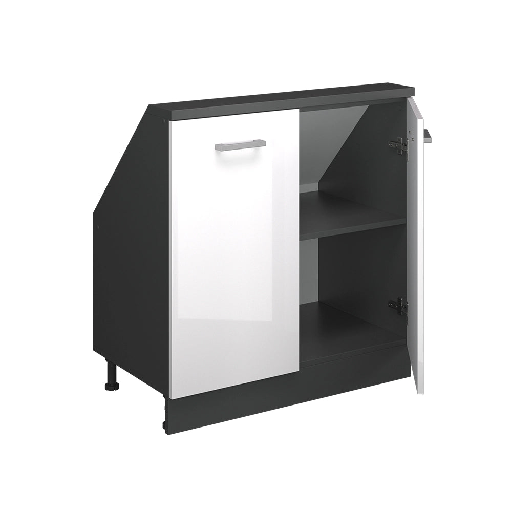 Mobile sottotetto Rion Bianco lucido/Antracite con 2 porte Vicco