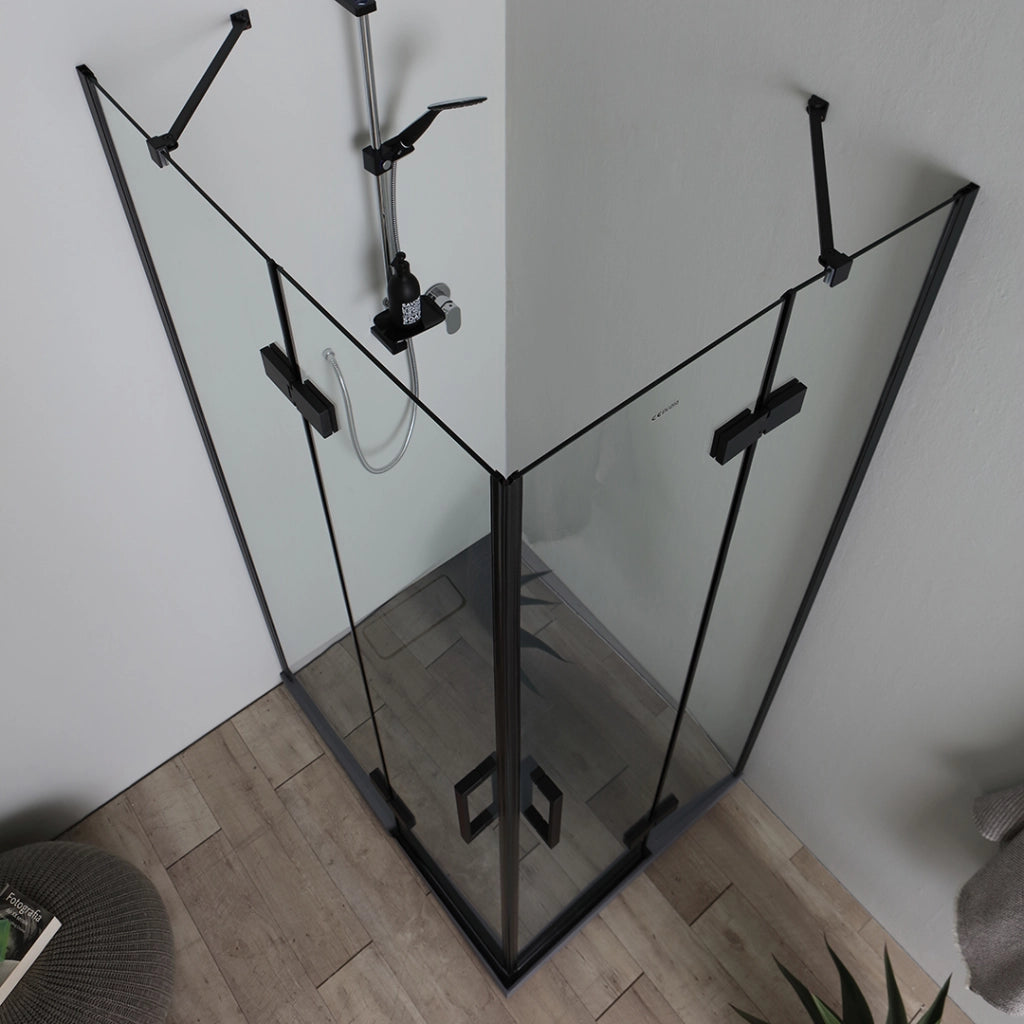 Box doccia 120x80 nero doppia porta battente