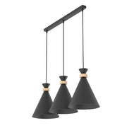 Lampada a sospensione ZERO nera 3xE27 legno Emibig