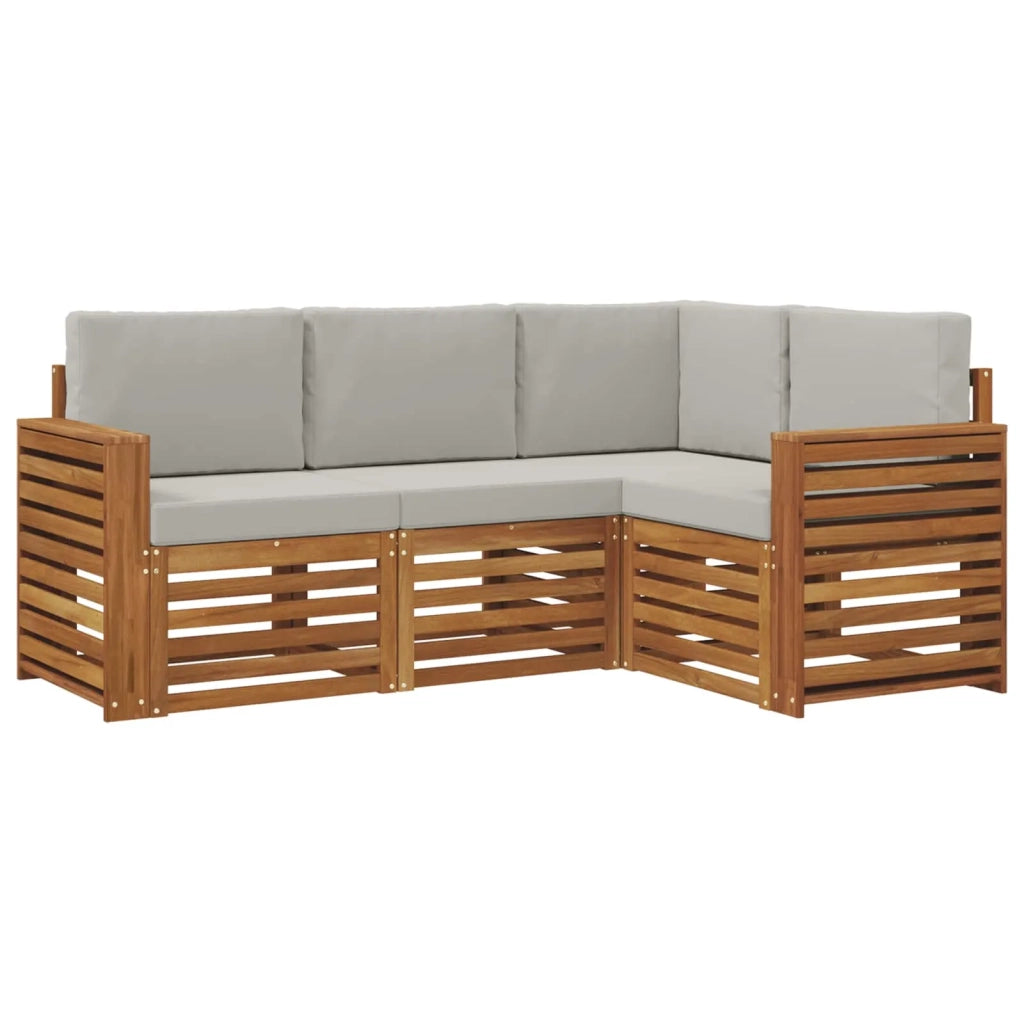 Set divani con cuscino 4 pcs Grigio Naturale e Chiaro 3374736