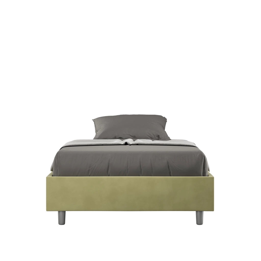 BS COM Letto una piazza e mezza contenitore imbottito 120x190 microfibra tè verde