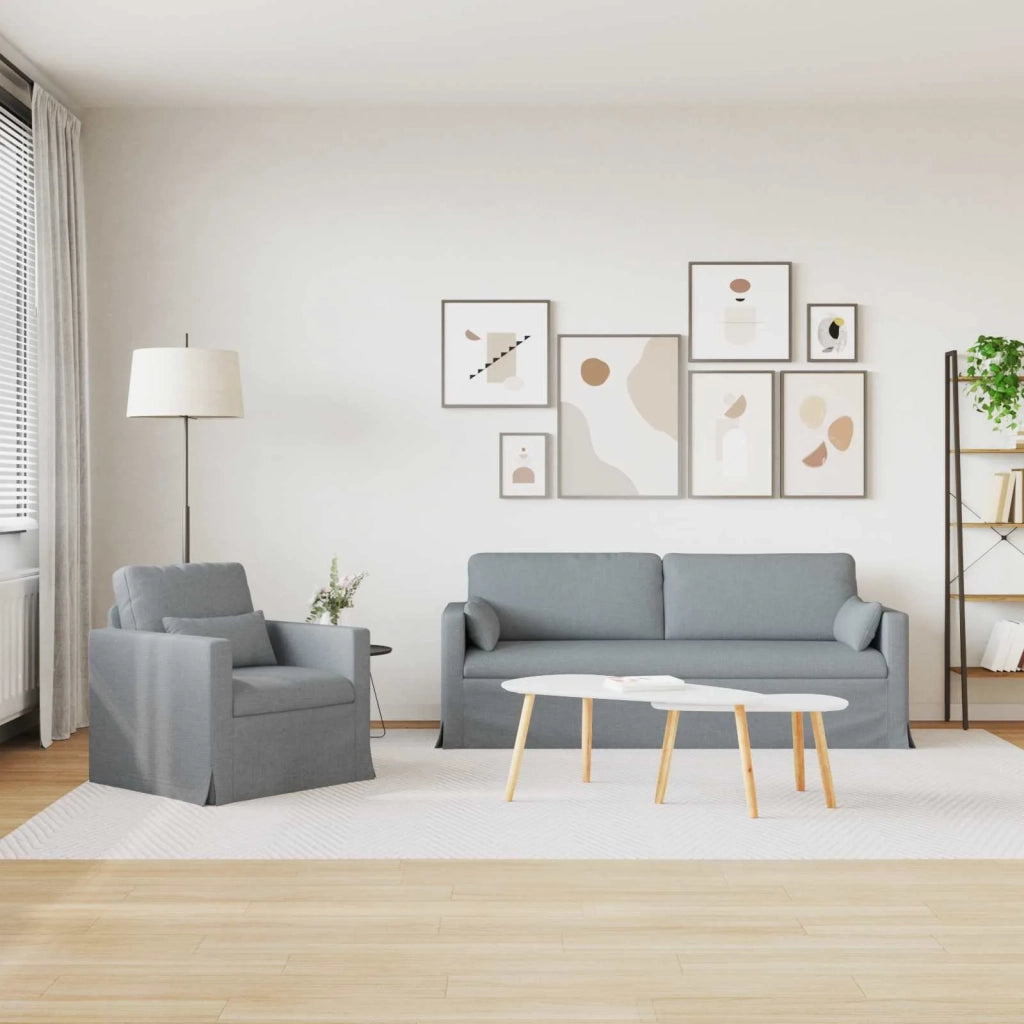 Set di divani 2 pcs Grigio chiaro 198 x 78 x 80 cm Tessuto 3407581