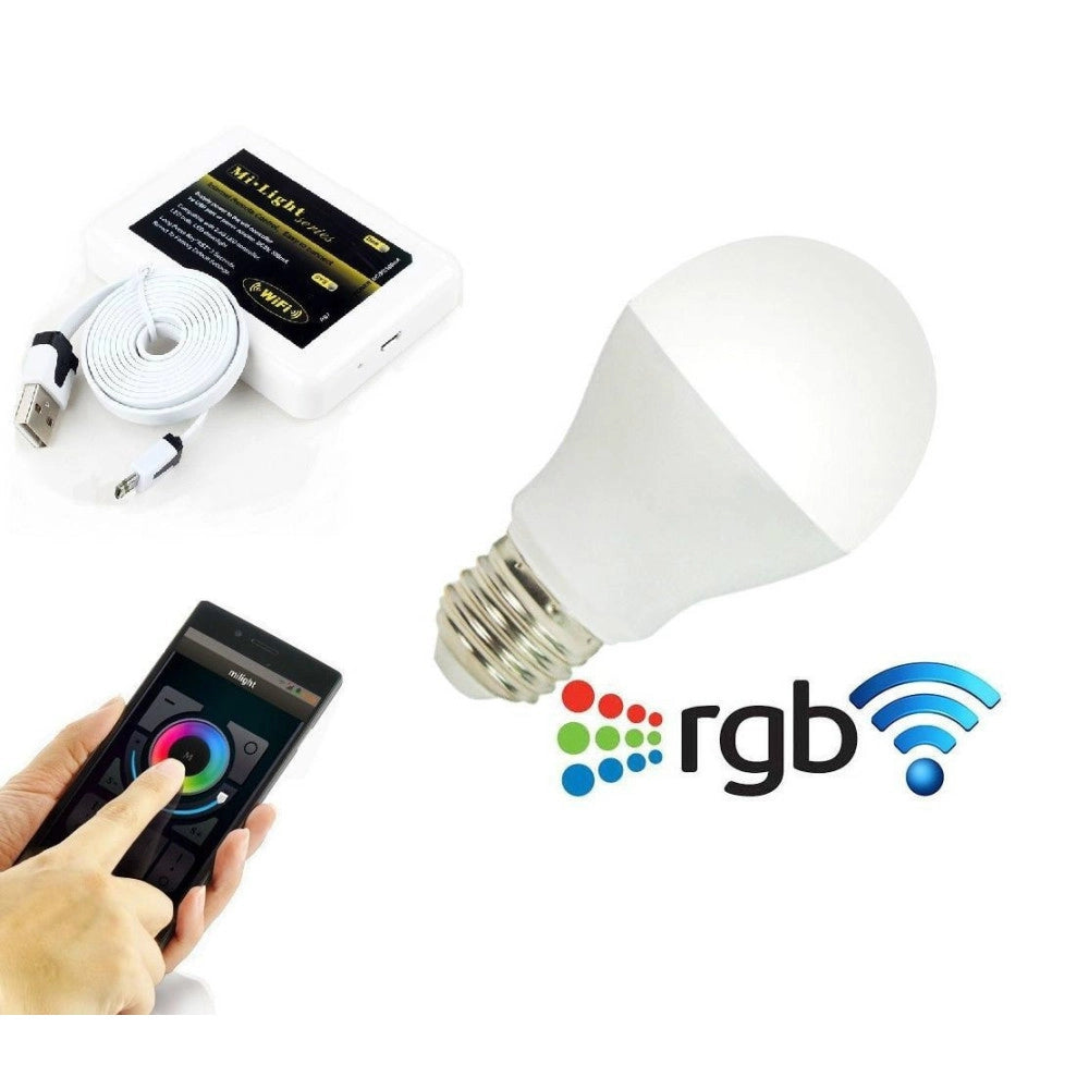 Trade Shop - Lampada Led Wifi Luce Bianca Rgb Multicolor E27 Telecomando Rf Modulo Smartphone -