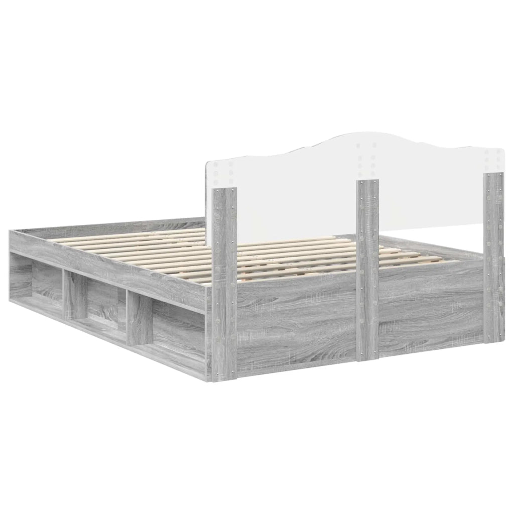 Struttura del letto-Giroletto Grigio Sonoma 140 x 190 cm Pino massello 350150
