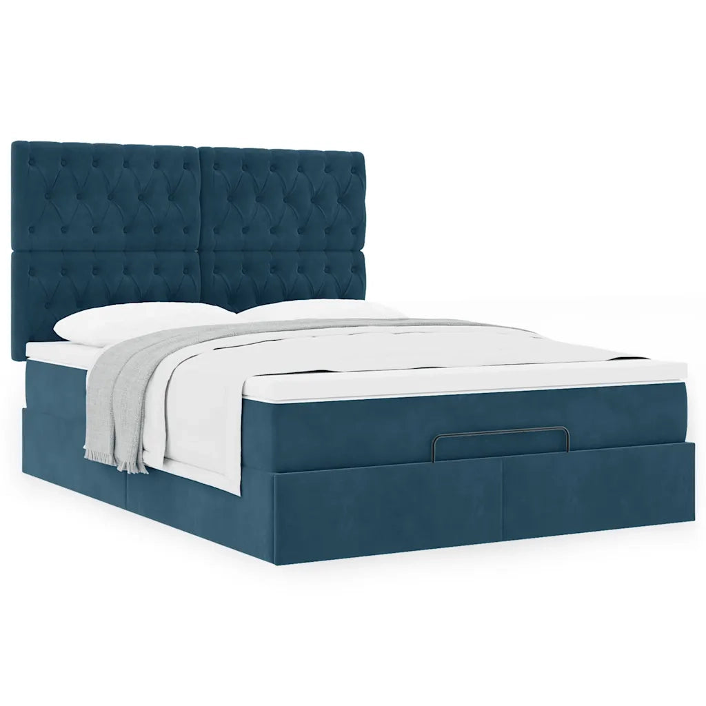 Struttura Letto Pouf con Materassi 140x190 cm in Velluto 3313545