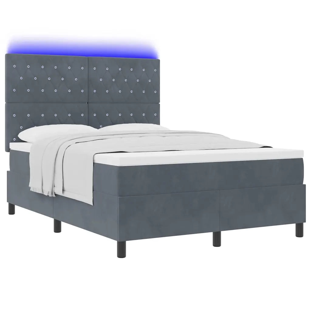 Letto a Sorgente LED Grigio scuro 160 x 200 cm Velluto 3343257