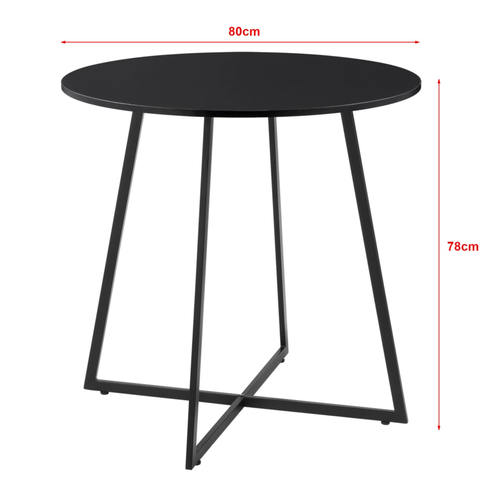 Tavolo da Pranzo Vaggeryd con Piano Tondo Ø80 - Nero [en.casa]