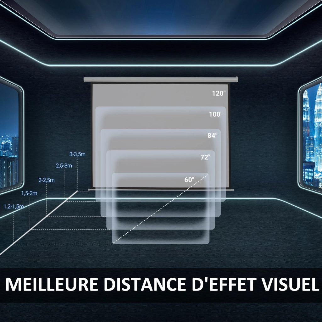 Schermo proiezione motorizzato 100 pollici 16:9 4K HD ¨C zephmum ¨C nero, montaggio parete o soffitto, telecomando