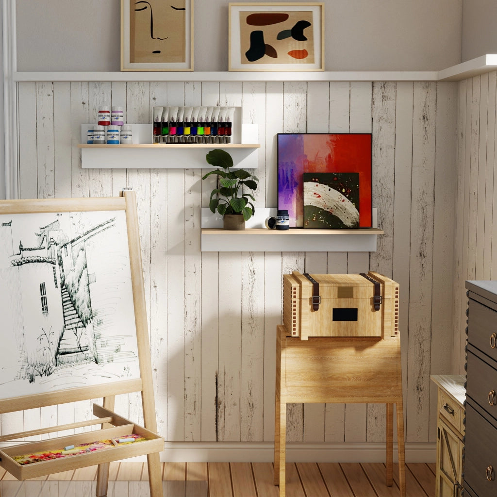 Mensola da parete set 2 pezzi ¨C Xylo ¨C legno naturale e bianco