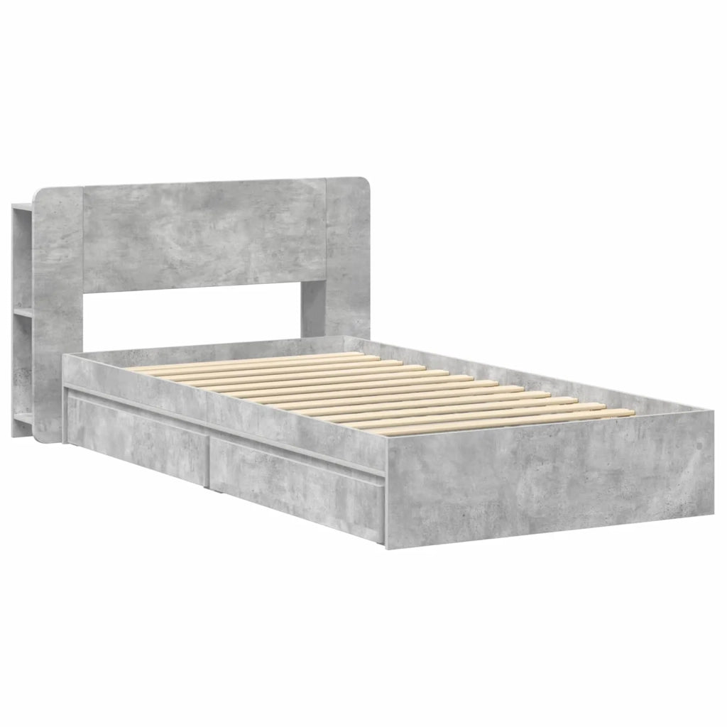 Telaio del letto con storage Grigio Cemento 100 x 200 cm
