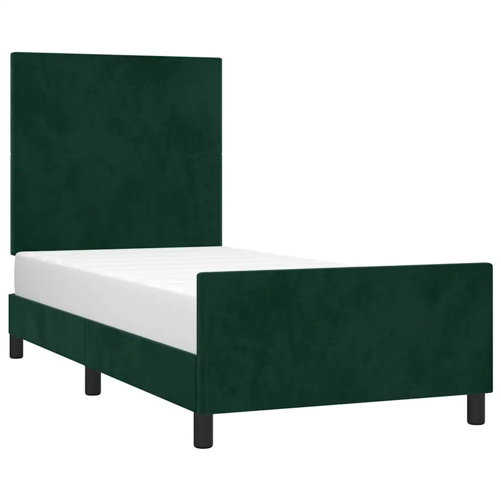 Letto singolo | Letto per adulti | Giroletto senza Materasso Verde Scuro 90x190 cm in Velluto