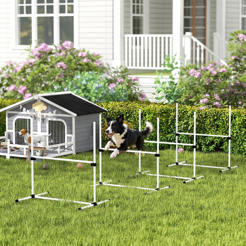 Set Agility per Cani ¨C Minimal ¨C 4 Ostacoli Regolabili in Plastica Bianco