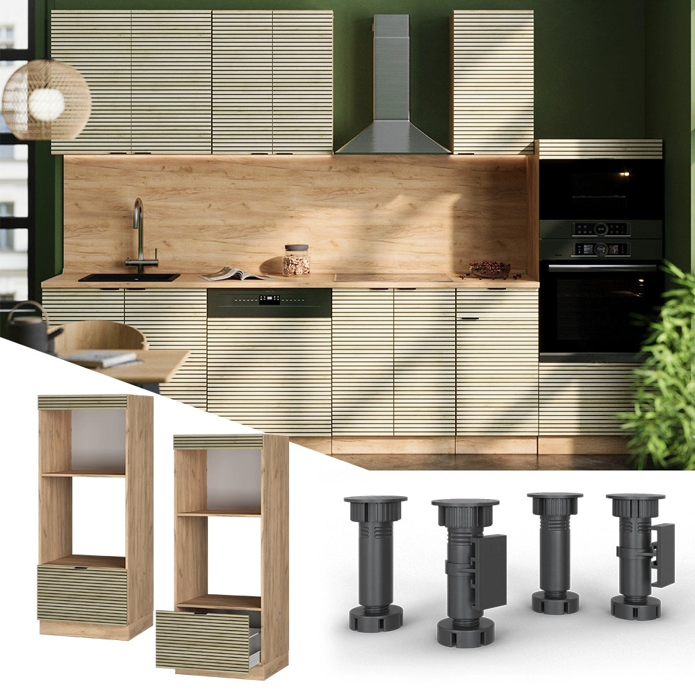 Mobile cucina microonde Fame-Line Pannello in quercia/Rovere dorato 60 cm aperto Vicco