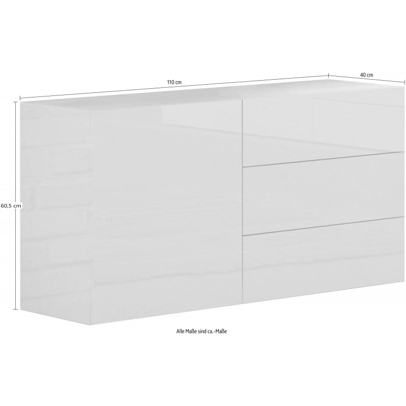 Credenza Metis 110 – 1 anta + 3 cassetti – Antracite Lucido