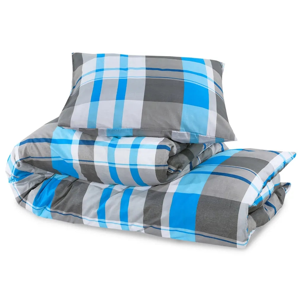 Set Copripiumino Blu e Grigio 140x200 cm in Cotone 136062