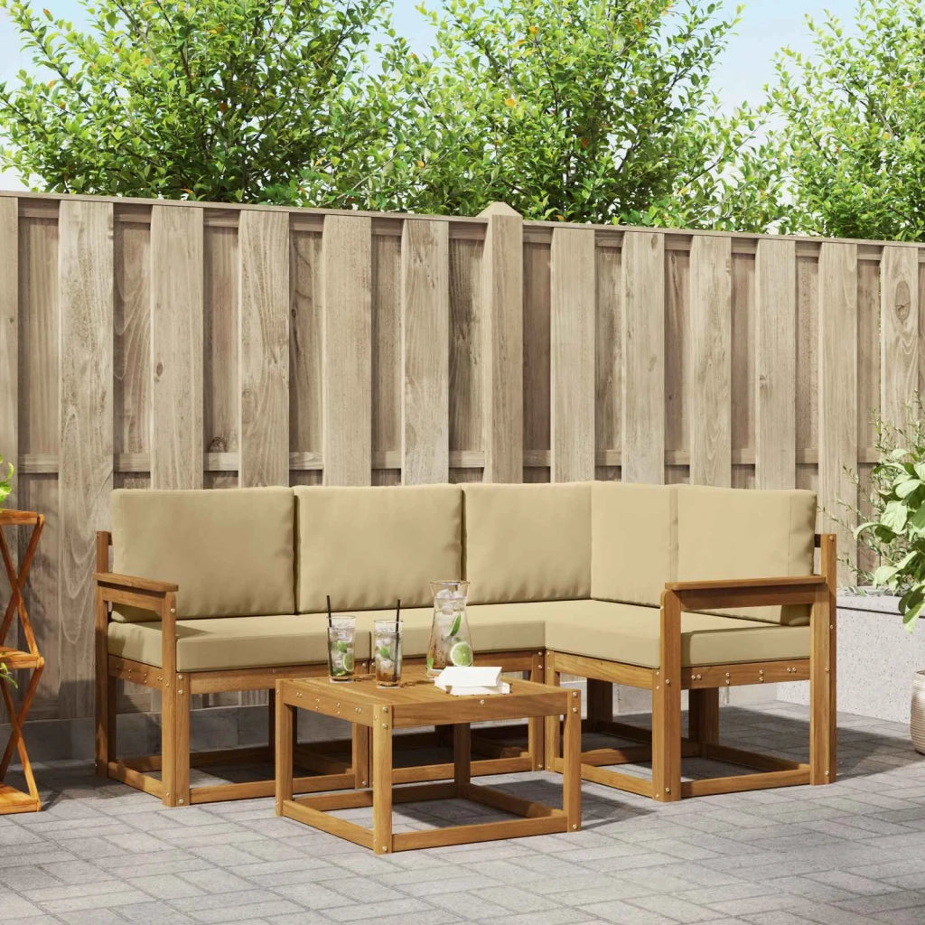 Set di divani da esterno con cuscino 5 pcs Naturale e Beige 3366351