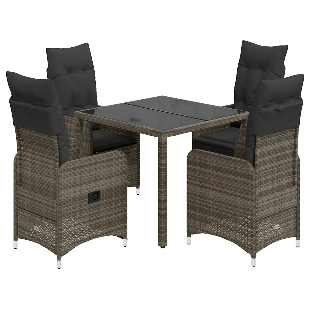 Set Bistrò da Giardino 5 pz con Cuscini in Polyrattan Grigio 3277033